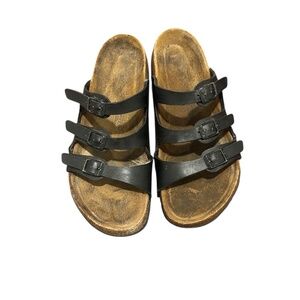 Birkenstock Florida Leather Slide Sandals in Black Size 40 Ladies 9-9.5